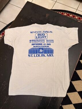 Vintage 1985 Screen Stars T-Shirt Bud Light Stadium Run Busch Stadium XL